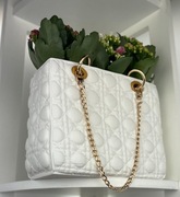 Doniczka 3D plastikowa nowoczesna kształt luksusowej torebki biała złota