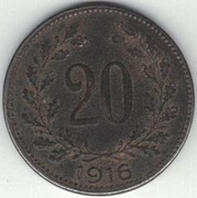 Austria 20 heller 1916 - 21,2 mm - nr 1