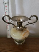 Mini wazoniki z polerowanego onyksu, metal i kamień, vintage