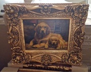 OBRAZ OLEJNY W ZLOTEJ RAMIE - PIESKI