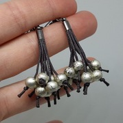 Kolczyki Miotełki spectra platynowy czekoladowy Chwost boho Handmade