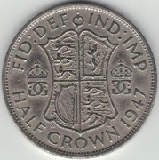 Wielka Brytania 1/2 Half crown pół korony 1947 - 32,3 mm