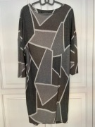 BONPRIX SUKIENKA BEŻ SZARY MELANŻ WZÓR PATCHWORK DŻERSEJ  ROZMIAR 34/36