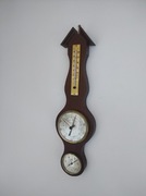 Stara drewniana stacja pogodowa termometr barometr higrometr