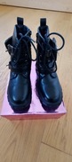 Buty biker trzewiki zimowe ocieplane dziewczęce czarne rozmiar 32