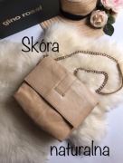 Camelowa torebka crossbody średnia 100% skóra