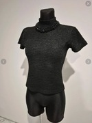 Półgolf Czarny mieniący krotki rękaw Defacto