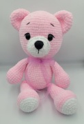 Uroczy Miś pluszowy na szydełku różowy handmade 100%