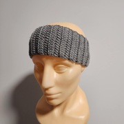 Opaska na głowę zimowa handmade wełna merino 100% szara