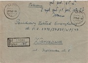 Całość pocztowa polecona opłata gotówkowa Laski 29.12.47 r-ka prowizoryczna