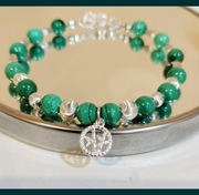 Bransoletka ze srebra S925 z naturalnym malachitem 