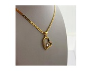 ELEGANCKI ZŁOTY ŁAŃCUSZEK GUCCI Z SERDUSZKIEM SREBRO 925+ZŁOTO 585 PREZENT