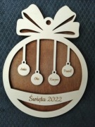 bombka 20 cm, imiona, sklejka, dowolny grawer DUŻA