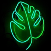 klasyczny neon MONSTERA duża zielona 48x37cm
