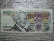 BANKNOT RP 2 MILIONY 2000000 ZŁOTYCH 1992 ROK SERIA B PADEREWSKI