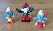Figurki gumowe vintage Smerfy Papa Smerf Bully ważniak myzyk 