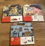 3x układanka magnetyczna Egmont Dom,weterynarz,pojazdy; brak części magnes