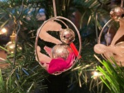 Stare bombki z okresu PRL kaczuszka w 2 kółkach 6 sztuk