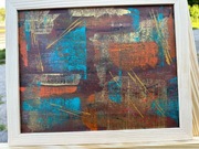 ,,Turkus w abstrakcji" Obraz akrylowy ręcznie malowany 24x 30cm 