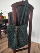 Torba Shoperka - zieleń butelkowa ręcznie wykonana na szydełku.