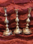 Trzy warszawskie srebrne świeczniki XIX wiek pr 84 ( 875 ) 966 gram !!!!!!!