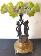 Secesja duża 40 cm patera figuralna szkło z falbaną plater malowana XIXw