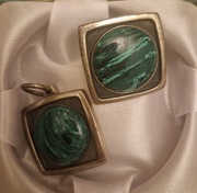 Komplet z malachitem. Pierścionek i wisior.