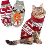 2-pak świątecznych swetrów dla kotów i psów płatki śniegu motyw renifera L