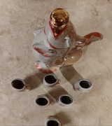 Karafka PRL ryba i 6 rybek kieliszków 