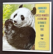 ONZ 1995 - zagrożone gatunki, folder z kompletem znaczków czystych 