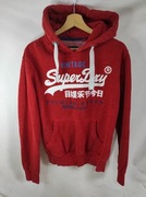 Superdry Bluza Damska Czerwona Z Kapturem Hoodie Rozmiar S.