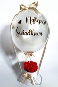 Flower Box z perłowym balonem i mydlanymi różami PERSONALIZOWANY PREZENT