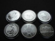 Srebrne monety bulionowe "Wielka piątka" + Krzyż Maltański, 6x1oz.