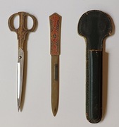 Ozdobny komplet nożyczki i nożyk do cięcia papieru Solingen I poł XX w.