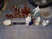 Porcelana PRL zabytek ryby rybak pani z torebka solinczki karafka orzel