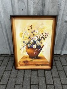 Kwiaty w drewnianej ramie 80x60 cm