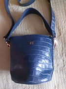 Torebka worek mała granatowa granat skóra krokodyla crossbody