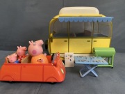 Świnka Peppa SUPER ZESTAW! kamper, 3figurki, lodówka, grill, stolik, auto