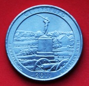 25 Centów 2011 P    r -     USA  Gettysburg    stan !!