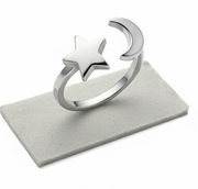 PIERŚCIONEK ANTYSTRESOWY GWIAZDA KSIĘŻYC STAL CHIRURGICZNA