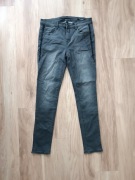 Ciemnoszare spodnie jeansowe rurki z lampasami z cekinów 42 XL