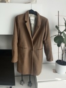 Płaszcz, kolor miodowy, na guzik, z kieszeniami, 65% wełna, rozmiar M / 38