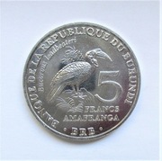 5 Franków 2014 r. Burundi  ptaki Dzioboróg kafryjski