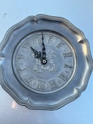 Zegar cynowy, ścienny, sygnowany kwarcowy Piękne wskazówki