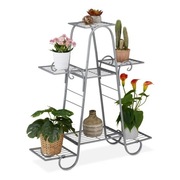 Stojak na kwiaty metalowy vintage – 7-poziomowy, czarny, do wnętrz