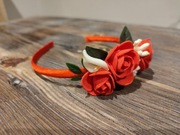 Opaska kwiatowa satynowa dla dziewczynki wiosna