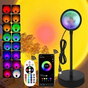 Tuya Smart Sunset Lamp Projektor USB Lampka nocna LED z pilotem Bluetooth.
