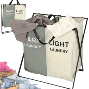 Kosz na pranie 2 komory organizer segregacja | Jasne + Ciemne 