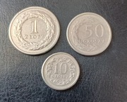 Polska 1zł ,50 gr. ,10 gr. z 1992 roku.