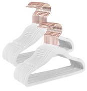 Zestaw 50szt. Wieszaków Wieszaki Welurowe Białe Dziecięce Rosegold